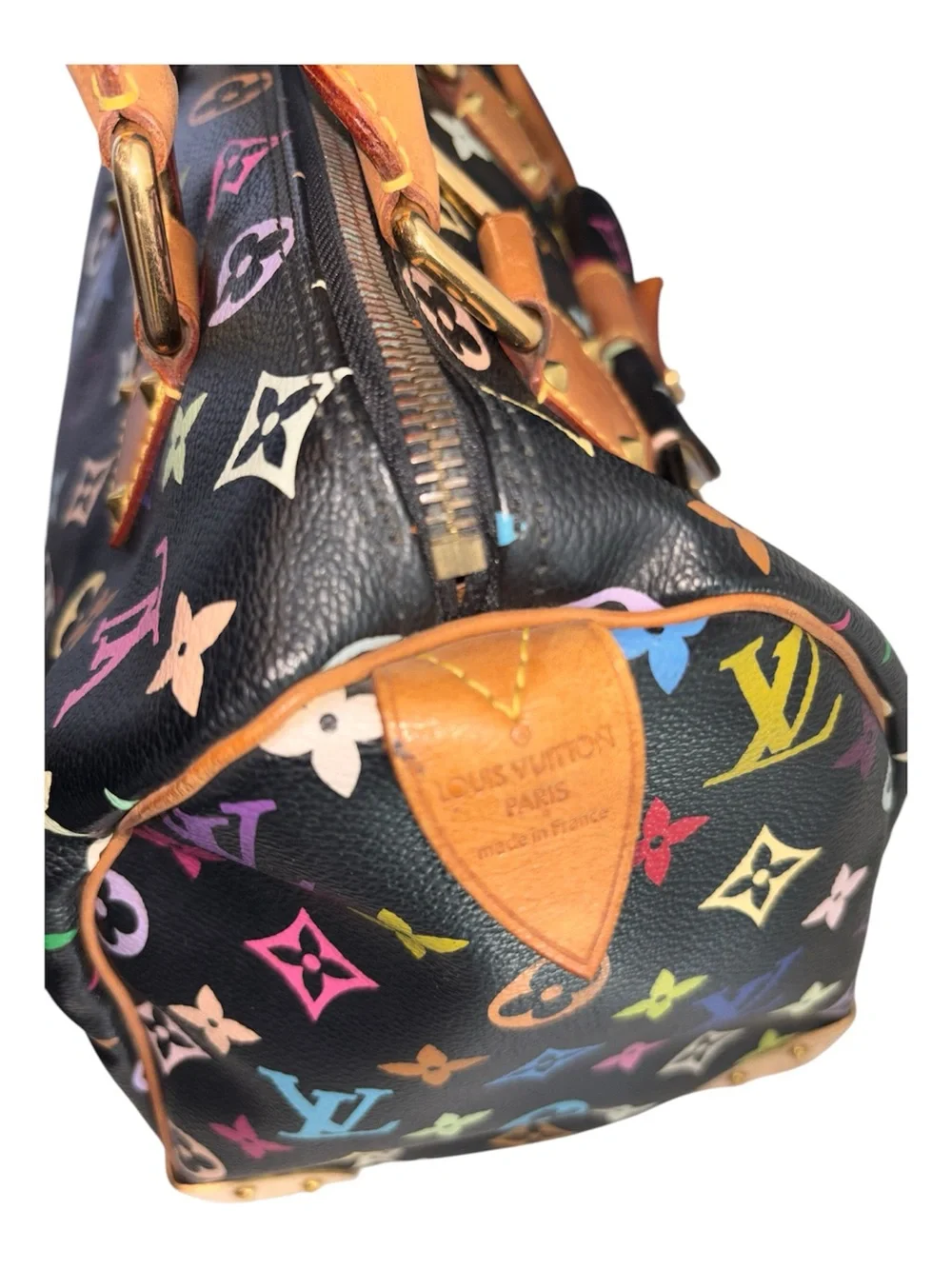 Louis Vuitton Black Monogram Multicolor Speedy 30 SLock Handbag Takashi Murakami